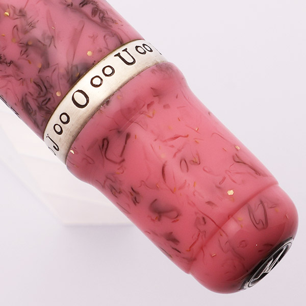 Marlen Journal Fountain Pen - Pink Marble, Button Filler, Sterling